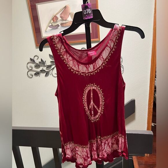 NWOT Fashion Terminal Red Peace Sign Tank Top One Size Fits Most #076 - Picture 1 of 8